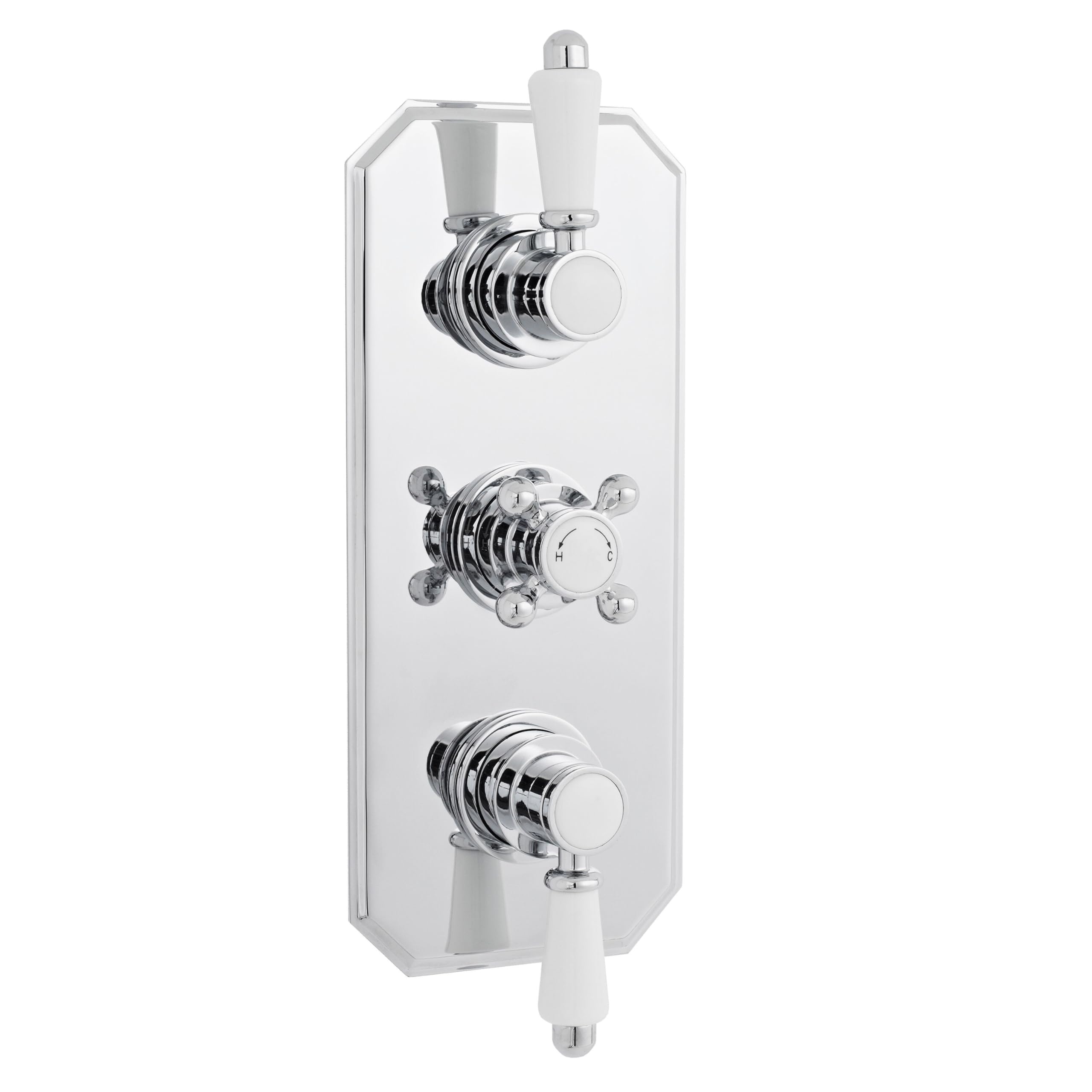Balterley Traditional Concealed Triple Thermostatic Shower Valve 2 Outlets Silver