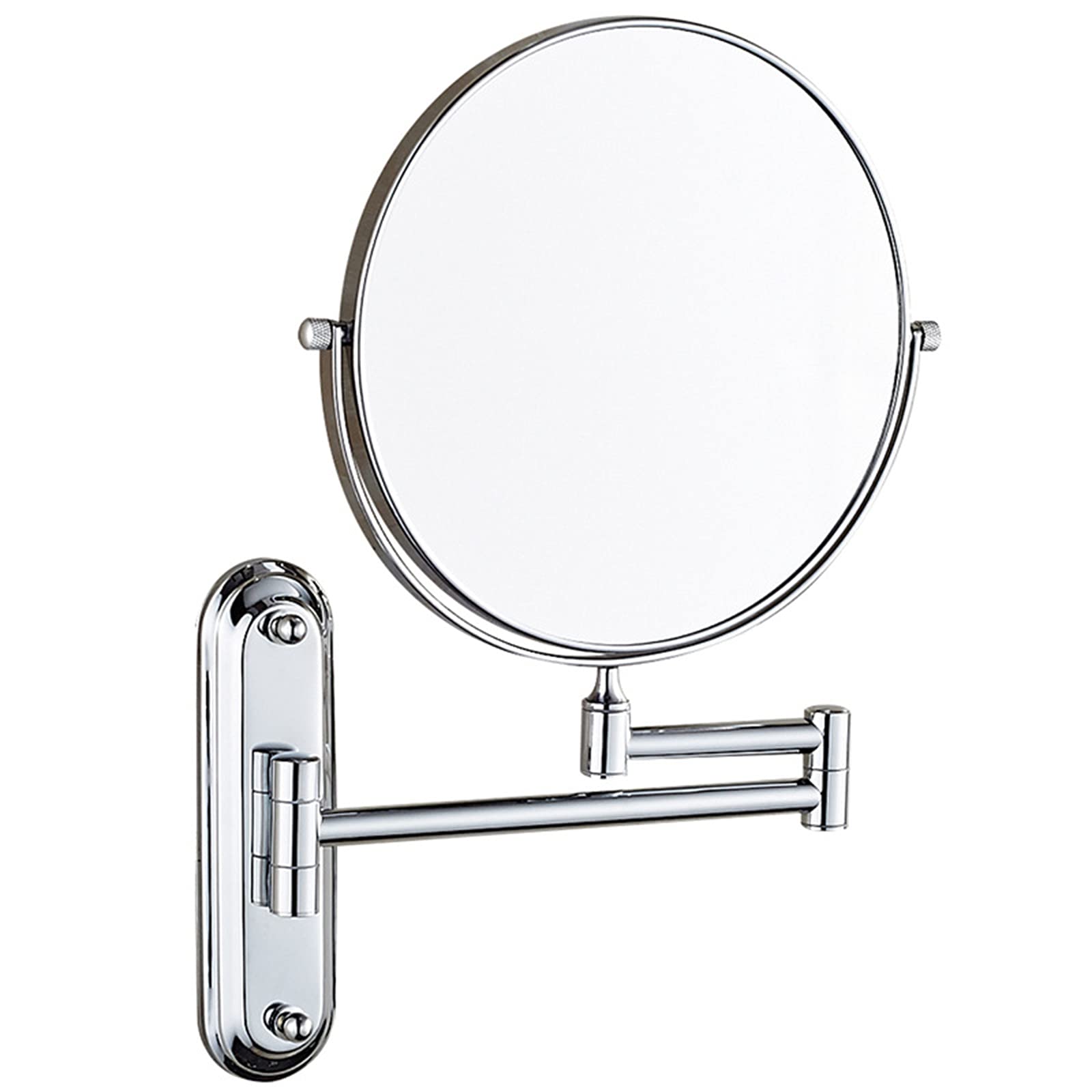 SXFSDOU Wall Mounted Makeup Mirror, Double Sided Magnifying Mirror 360 Swivel Shaving Extendable Vanity Mirrors for Bathroom,Chrome,10X