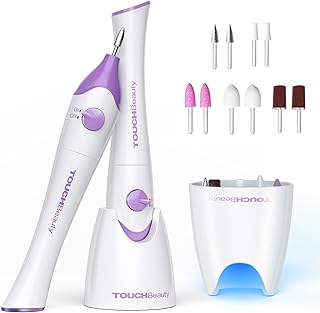 TOUCHBeauty Manicure Pedicure Nail Files Set, Manicure Drill Set, 5 in 1 Portable Nail File Drill System for Salon-Quality Care of Hands and Feet at Home, Battery Powered AG-1335C (Purple)