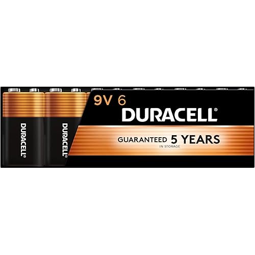 Duracell Coppertop 9V Battery, 6 Count Pack, 9-Volt Battery with Long-lasting Power, All-Purpose Alkaline 9V Battery for Household and Office Devices