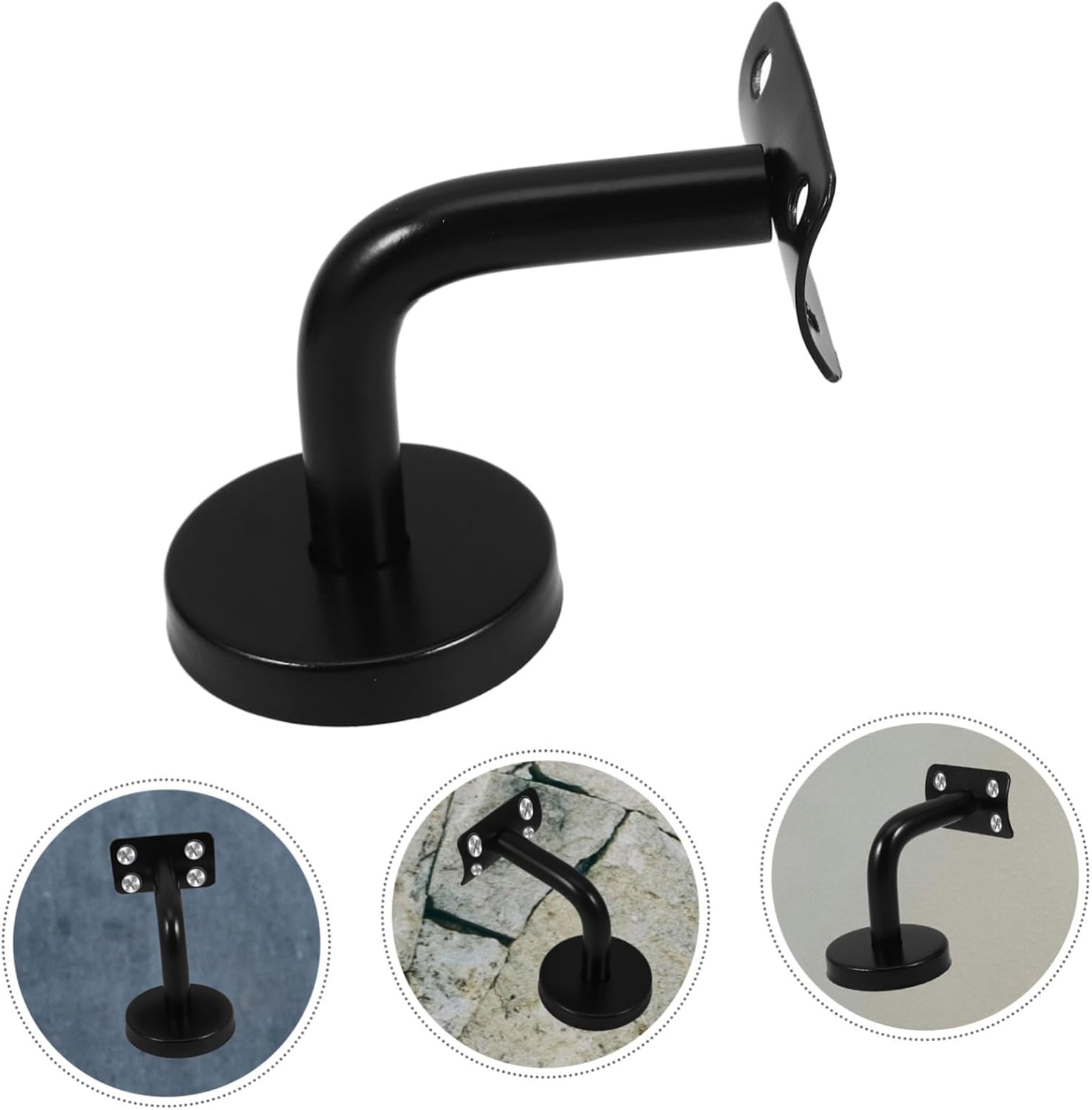 5Pcs Black Stainless Steel Handrail Brackets Wall Mounted Solid Stair Rail Supports for Indoor Bathroom Corridor and Commercial Use Anti-Corrosion Bannister Holders