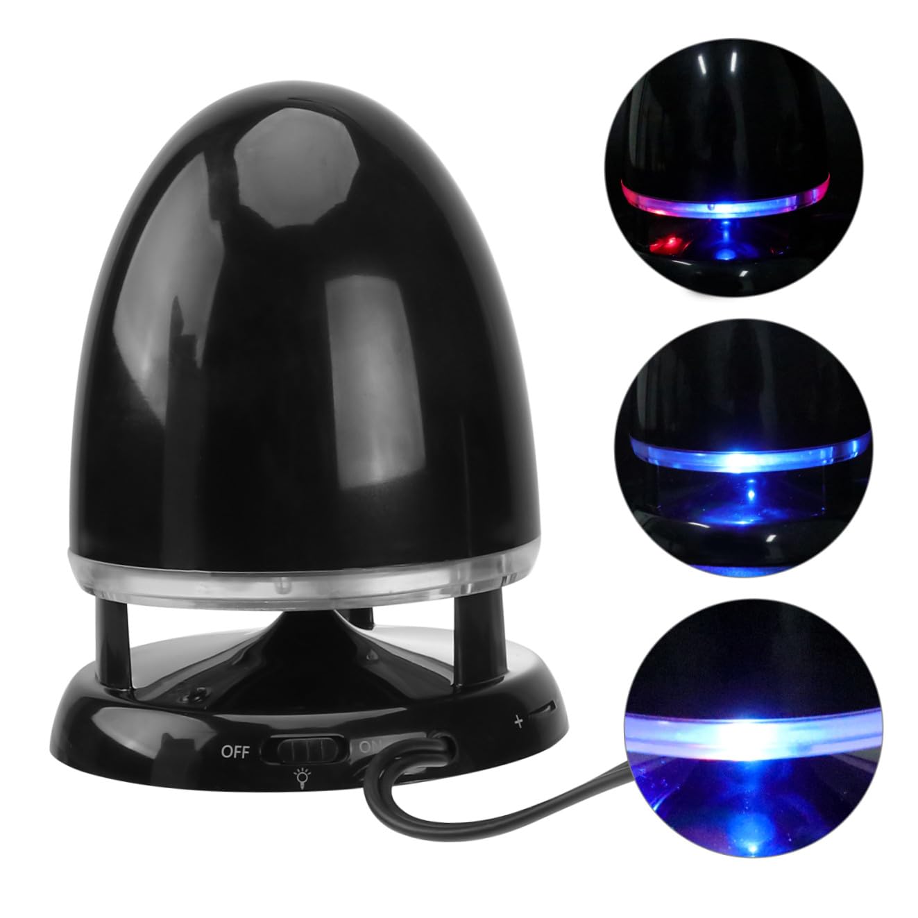 Sewroro Portable Mini Speaker with LED Light, USB Anti-Interference Multimedia Subwoofer, 3.5Mm Audio Input External Speaker for Laptop and Desktop, Black Blue, Dc5V Compatible