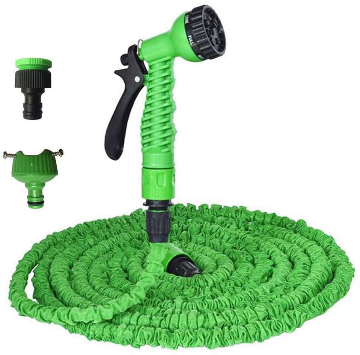 MIAOZHANG Tubo da Giardino Verde 25/100Ft Tubo Estensibile da Giardino Tubo Irrigazione Estensibile con 7 Funzioni di Spruzzo per Camper E Giardino di Casa