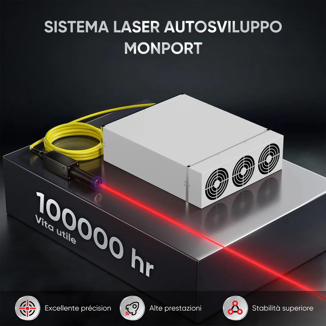 Monport Verbesserte GA 20W Faserlaser Graviermaschine mit Rotary und LightBurn, Integrierte Lasermarkierungsmaschine mit Autofokus, Desktop-Handgerät, Fiber Laser Cutter für Holz Papier Acryl