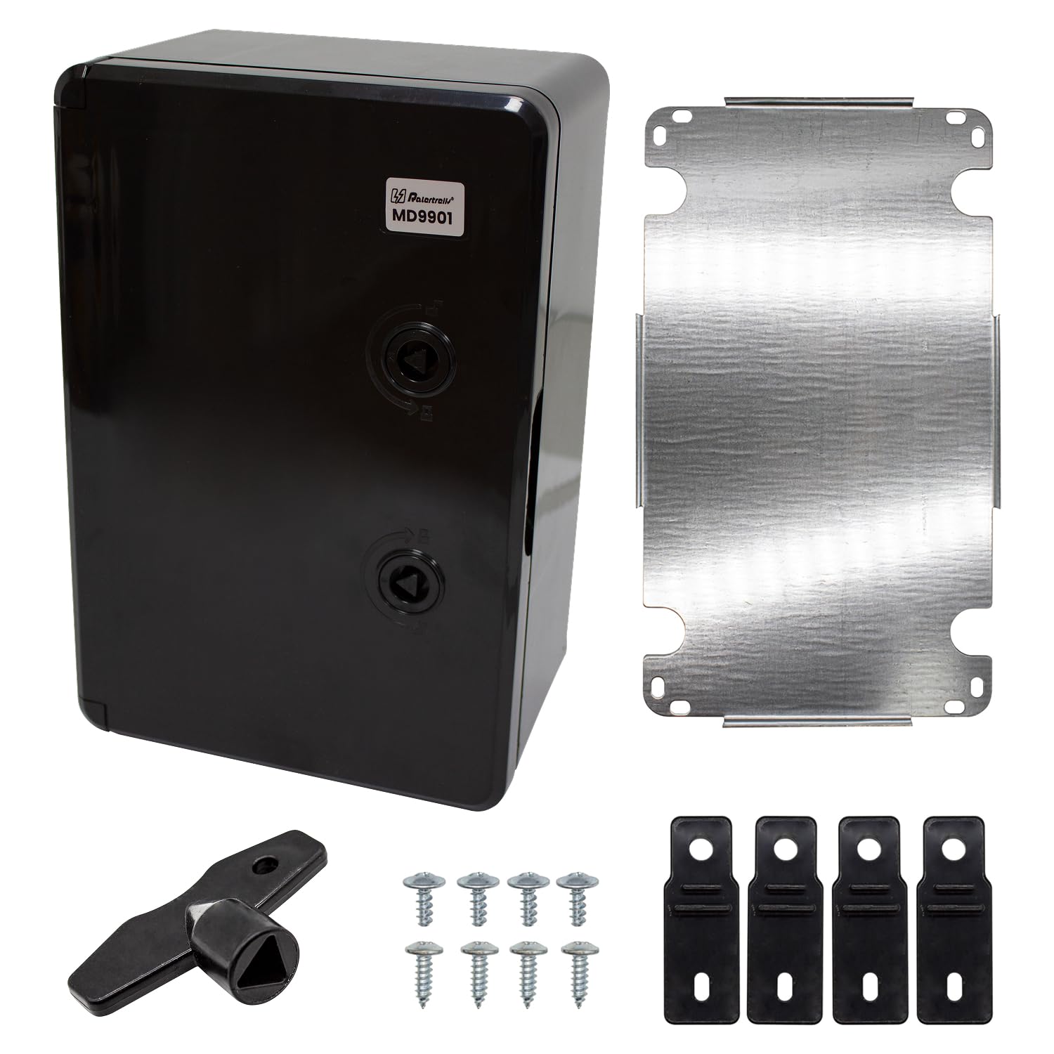 Ralertreik Armario de Distribución para Pared con Placa de Montaje Galvanizada, Caja Industrial de Control Vacía de Plástico ABS con Puerta Protección IP65 (20x30x13 - Negro - Opaco)