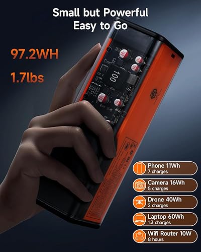 Miniatura 4 de J&J EASIER, FASTER Banco de energía para portátil con salida de CA 110V100W, 140W carga súper rápida USB-C, cargador portátil de 27000 mAh, banco de