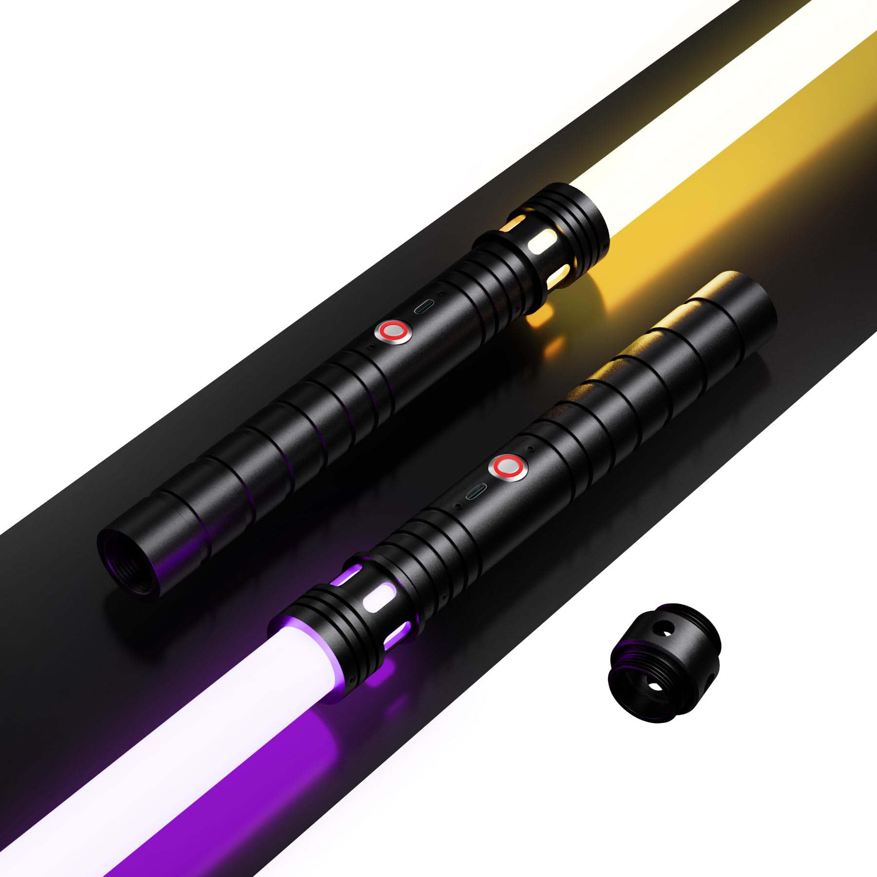 Lightsaber, Dueling Lightsabers 2 Pack - Metal Hilt Double Bladed RGB Lightsaber with 20 Gradient Colors 4 Modes