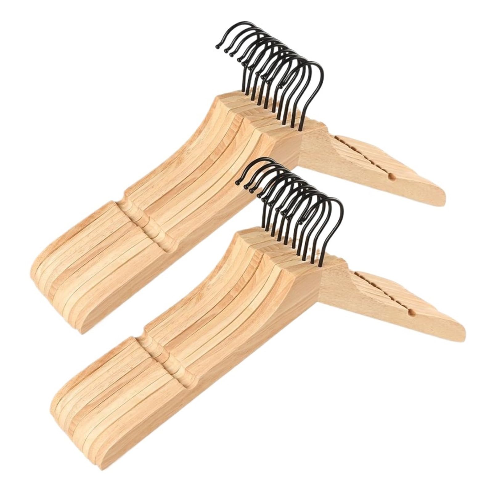 Wooden hangers Wooden Hangers 20 Pack, Rubber Wood Clothes with Rotatable Black Hook and Smooth Cut Nothces for suit