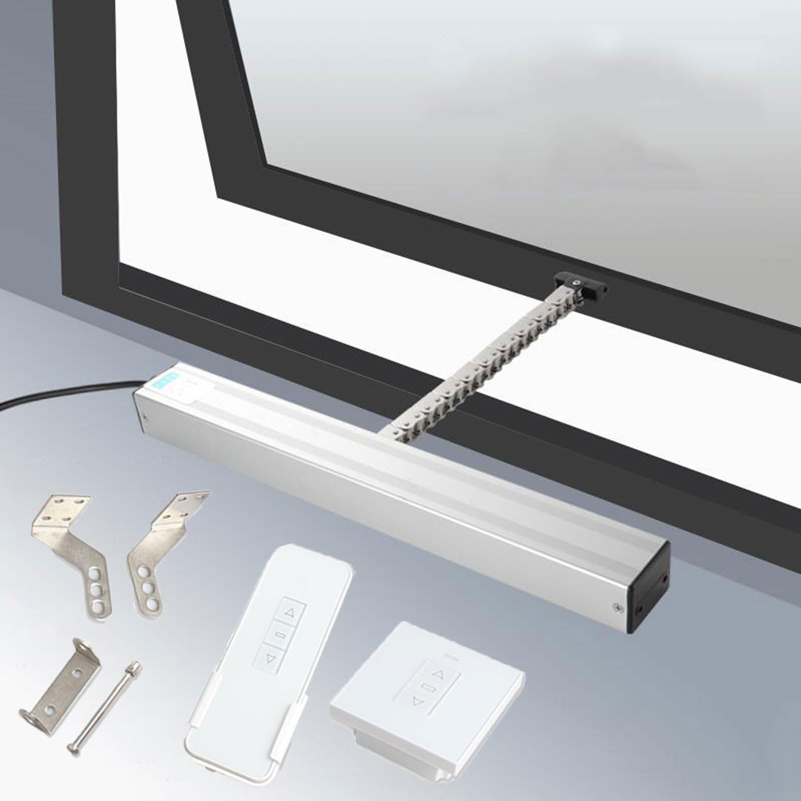 Elektrischer Fensteröffner mit Fernbedienung und Schalter, automatischer Fensteröffner für Dachfenster, Hänge-Lüftungsfenster und Dachbelüftung, Motor 220 V 300 mm