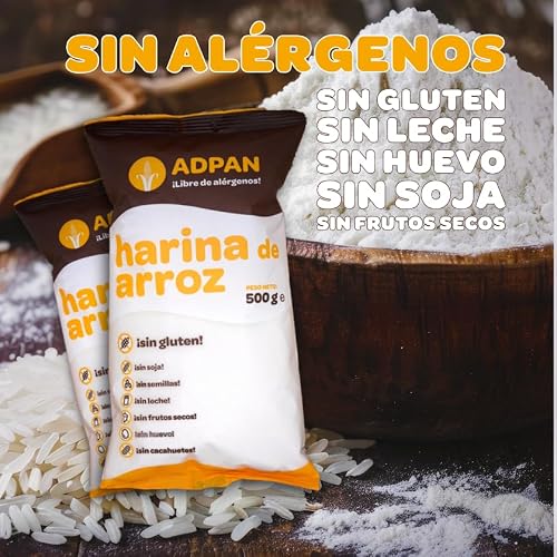 Miniatura 5 de Adpan Harina De Arroz, Arroz Blanco Molido, Sin Gluten, Vegano, Repostería. Bolsa 500 Gramos.