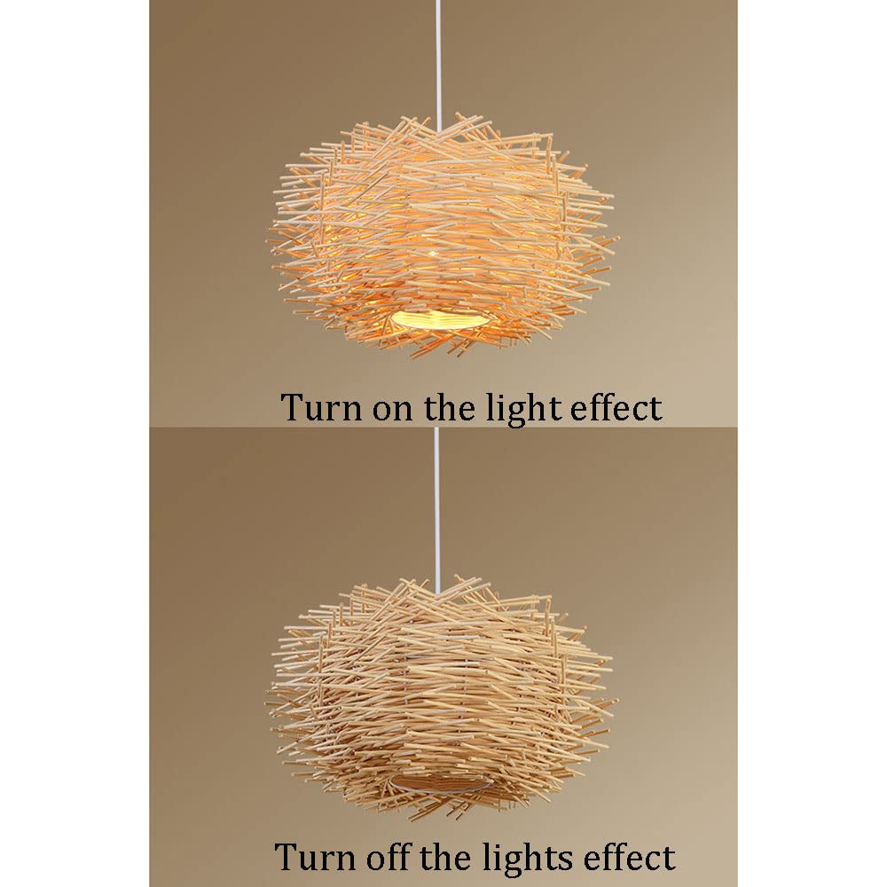 Lámpara De Araña De Bambú Y Ratán con Pantalla De Nido De Pájaro Elegante Lámpara Colgante De Bambú Hecha A Mano Accesorios De Iluminación De Mimbre Lámpara De Ratán De Mimbre DIY