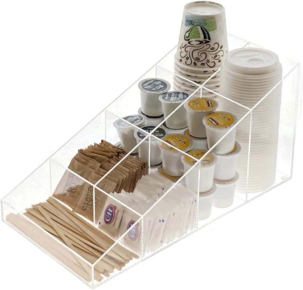 Java Joe Clear Acrylic Coffee Station Organizer with 7 Sections