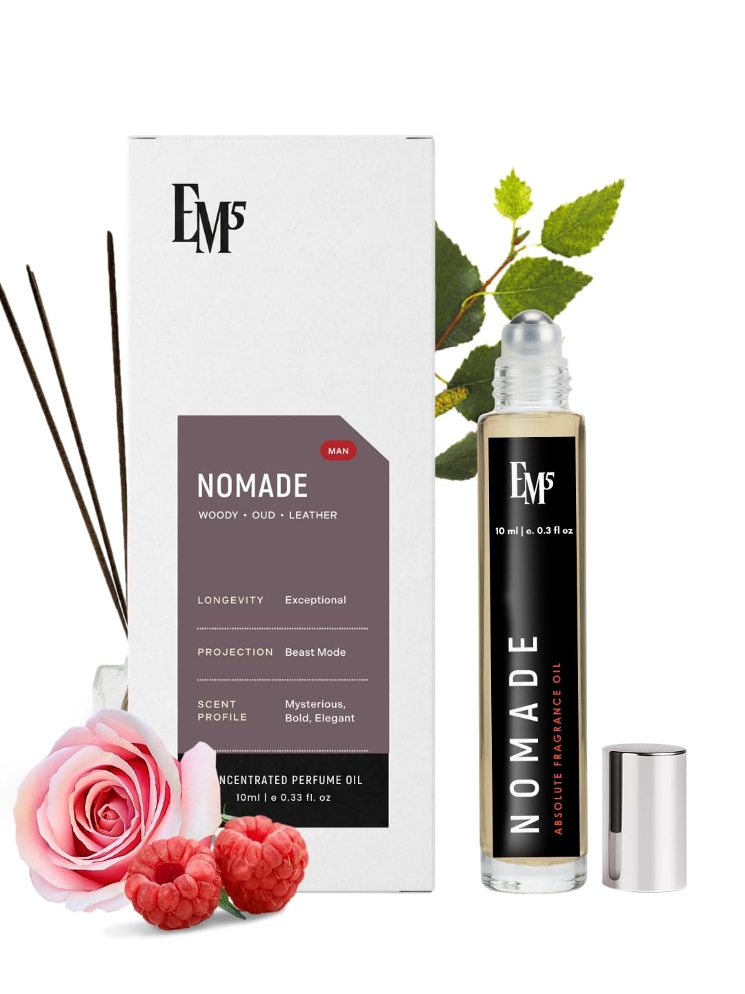 EM5 Nomade Perfume Roll-On for Men | Amber Oud Smoky Leather Accords | Travel Friendly Attar Roll On for Him | Strong & Long Lasting Fragrance | 10 ml-image-32