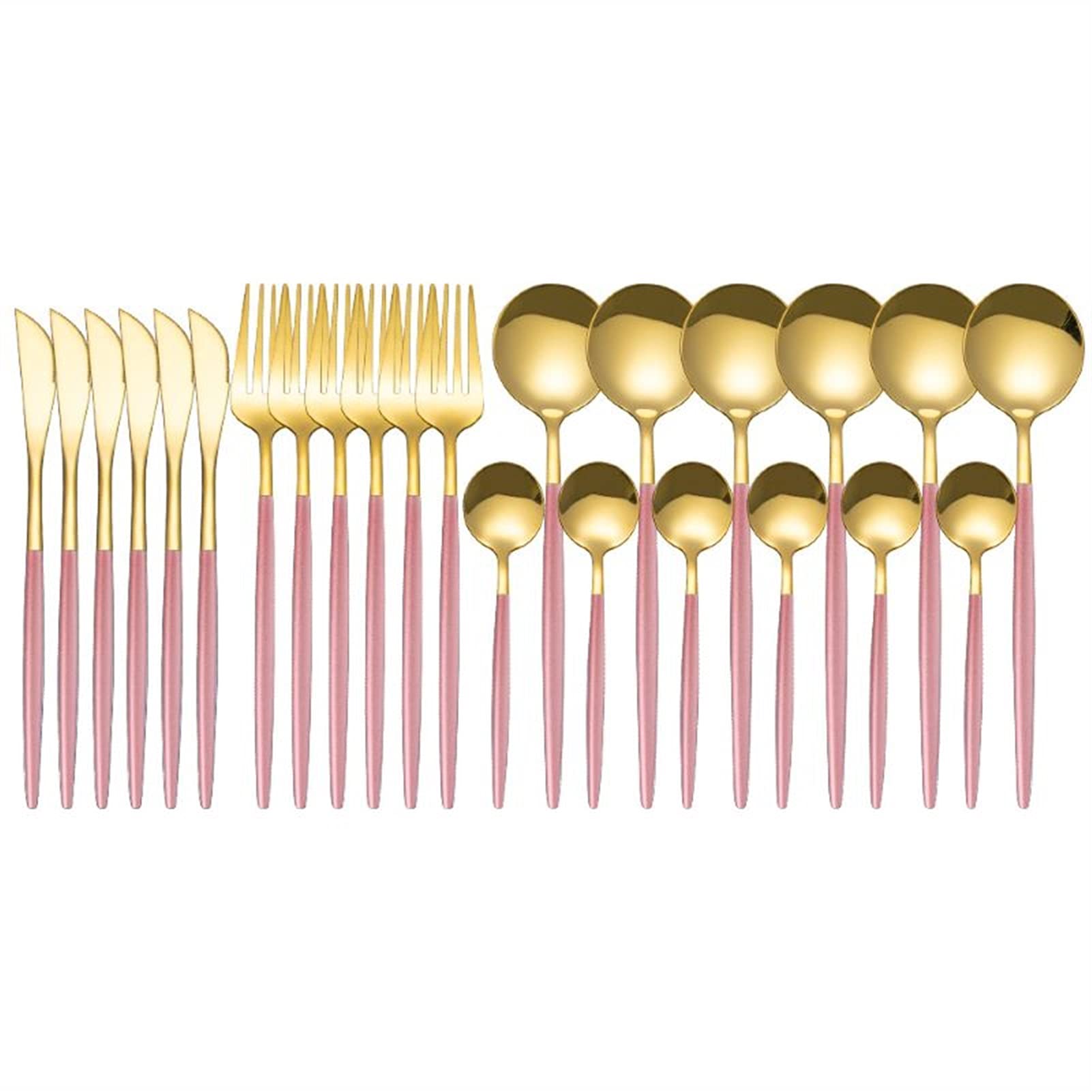 Edelstahl Geschirr Set Gold Geschirr Set Messer Gabel Kaffee Löffel Besteck Set Geschirrspüler Besteck Set (Color : Gold)