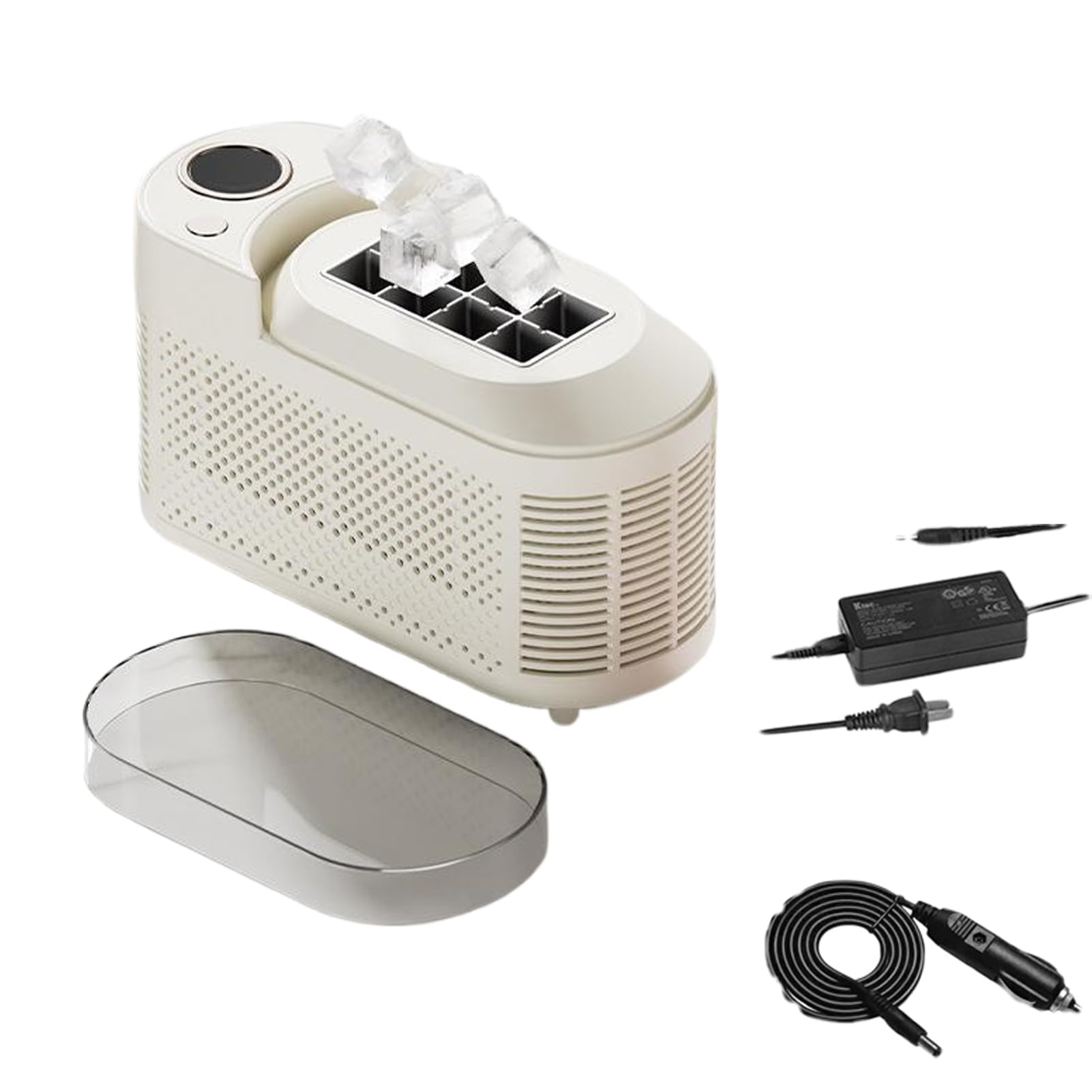 Máquina portátil para fabricar hielo de encimera, mini máquina para hacer cubitos de hielo para acampar en casa y caravanas, cargador ABS para máquina de hielo, A