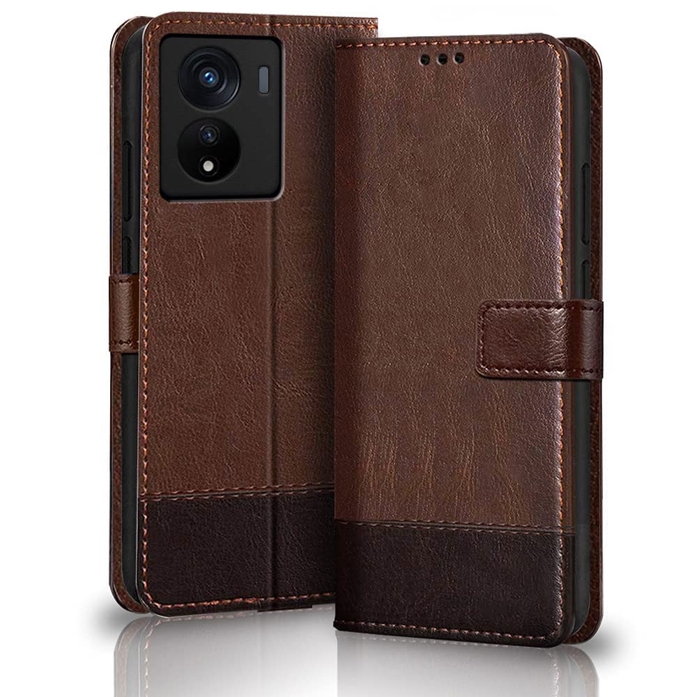 TheGiftKart Flip Back Cover Case for Vivo T2 5G | Dual-Color Leather Finish | Inbuilt Stand & Pockets | Wallet Style Flip Back Case Cover for Vivo T2 5G (Brown & Coffee) (B0C2PPC8X8) Amazon Price History, Amazon Price Tracker