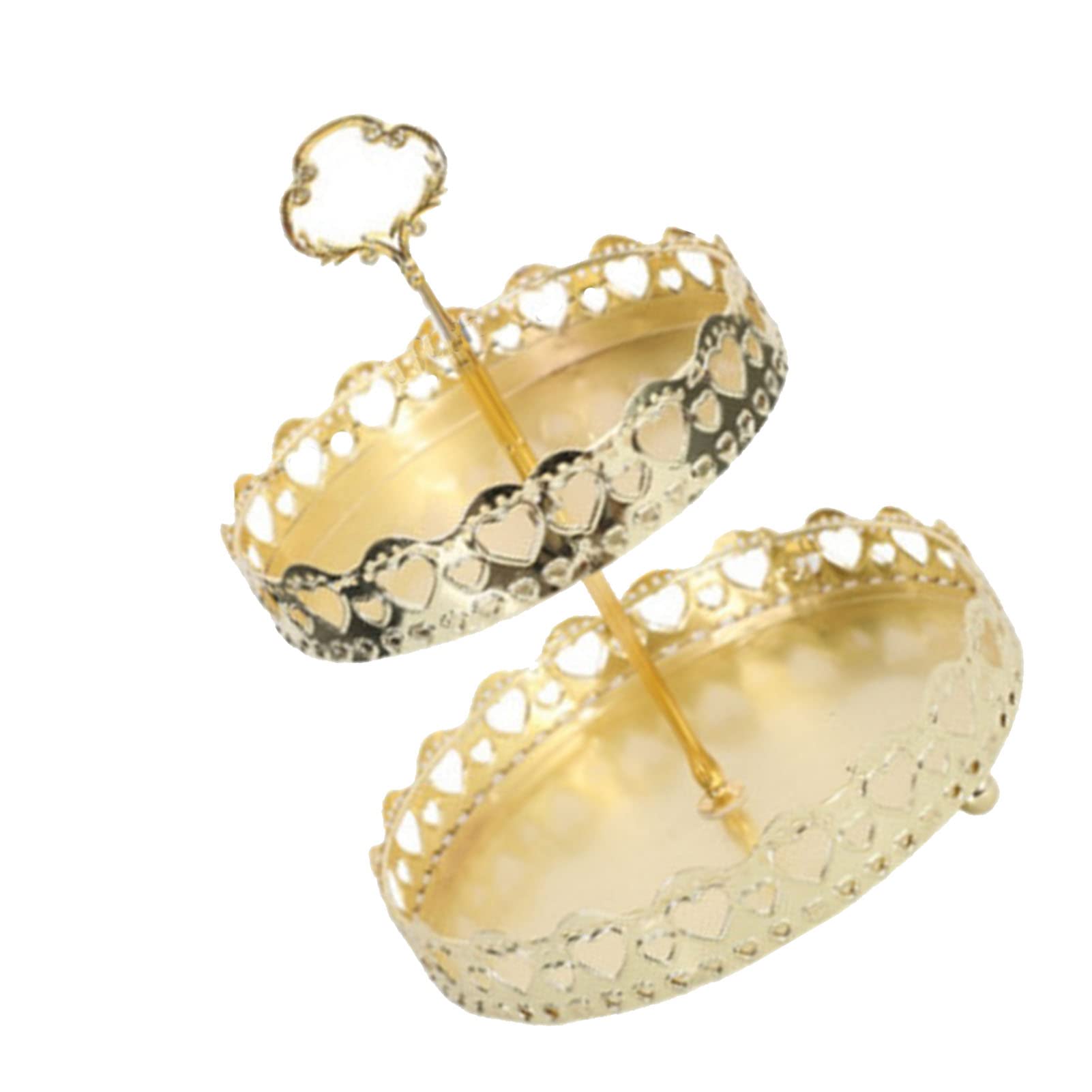Cocoarm Vassoio per Pasticceria a Doppio Strato Vassoio da Portata in Rame Piatto da Esposizione Rotondo Dorato per Dessert con Superficie Liscia e Motivo Decorativo per Tavolo da Dessert Domestico