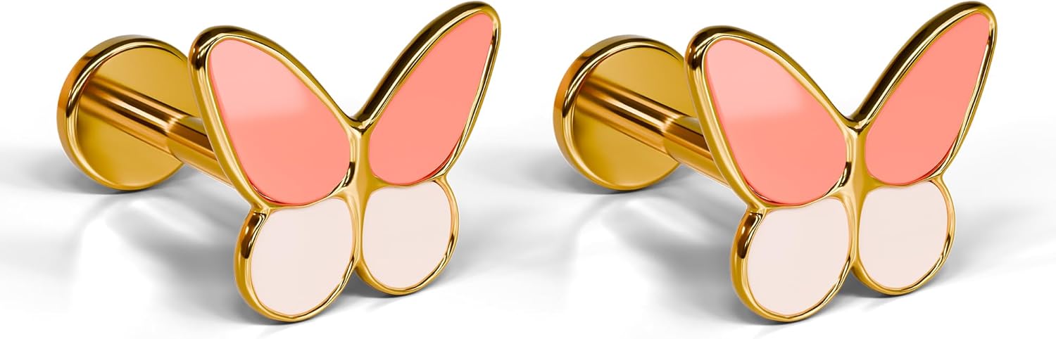 Flat Back Earrings | Hypoallergenic Stud Earrings for Women | Flatback, No-Poke Design | Non-Tarnish, Implant-Grade Titanium Made | Lobe & Cartilage Earrings for Women | Gold & Silver