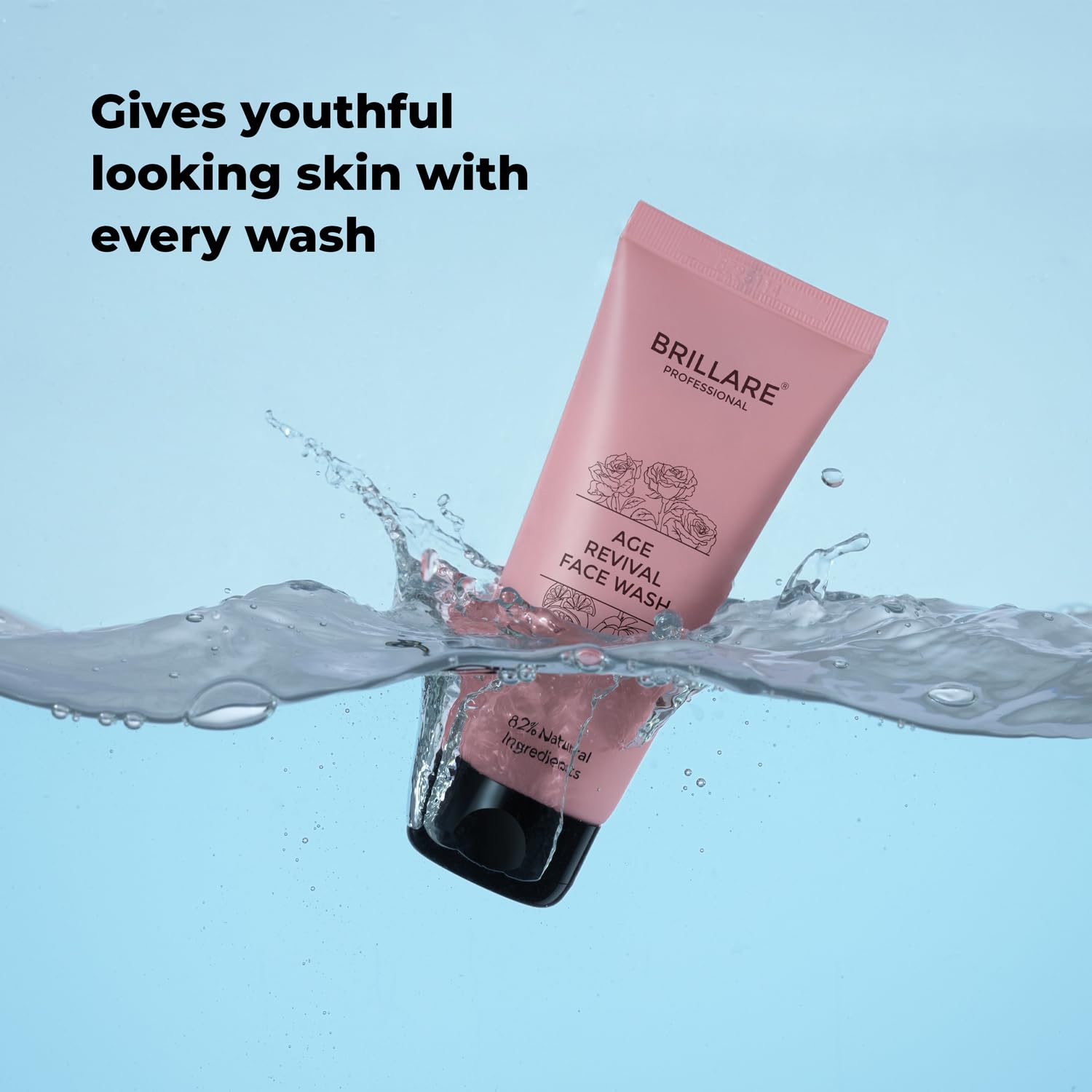 Brillare Professional Age Revival Face Wash for Anti-Aging Skin with Rose, Lotus & Orange | 82% Natural Facewash for Reduces Fine Lines & Promotes Firm, Radiant Skin | For Men & Women 1