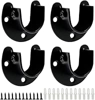 Vista 13 de Paquete de 2 soportes de acero inoxidable para barra de armario, soporte de armario de 1 pulgada, soporte de barra de brida, en forma de U