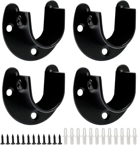 Miniatura 13 de Paquete de 2 soportes de acero inoxidable para barra de armario, soporte de armario de 1 pulgada, soporte de barra de brida, en forma de U