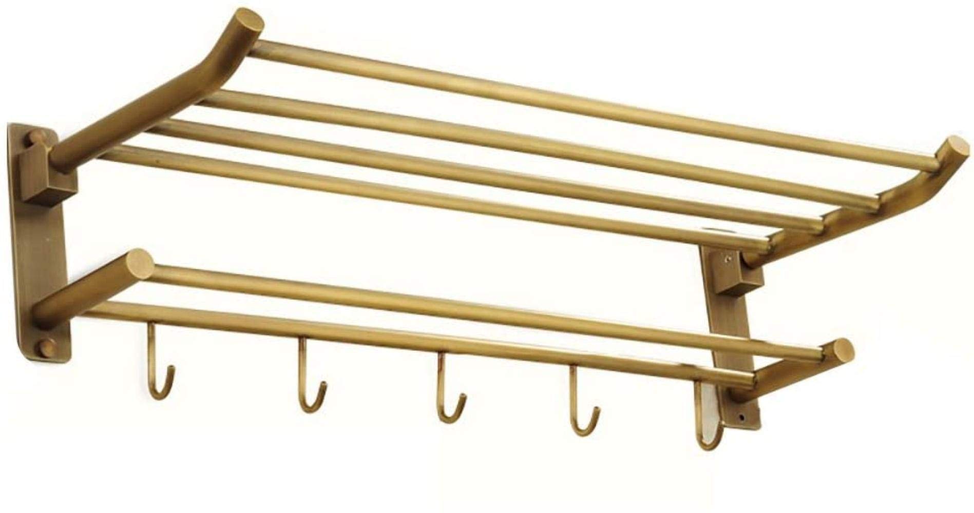LMYSXAOZ LNNSHX Antique Copper Towel Rack Bathroom Shelf Foldable Two Drilling Installation Tower Hanger (Color : A) (A)
