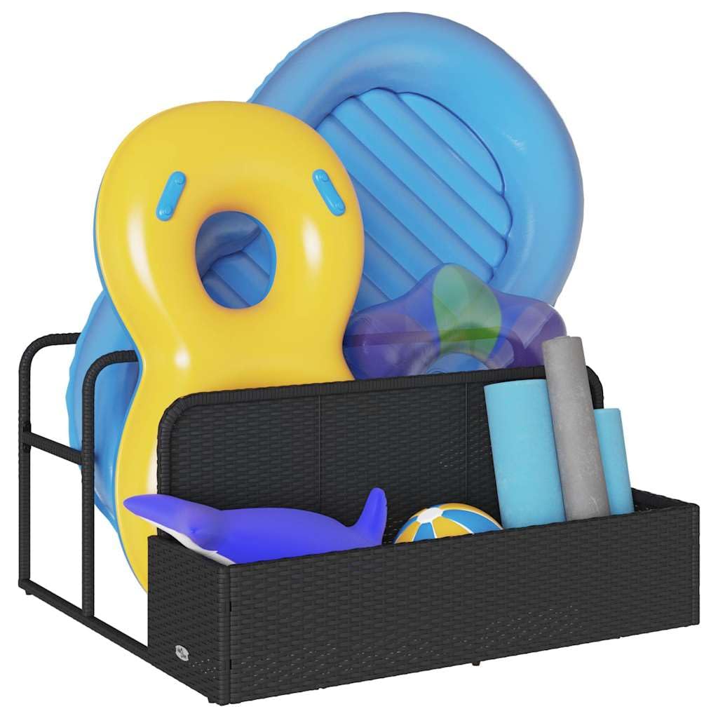 Solivagant Pool Aufbewahrungsbehälter Schwarz 110x100x57 cm Poly Rattan, Haushaltsbedarf,Aufbewahrung Ordnungssysteme, 9.8 kg-4104088