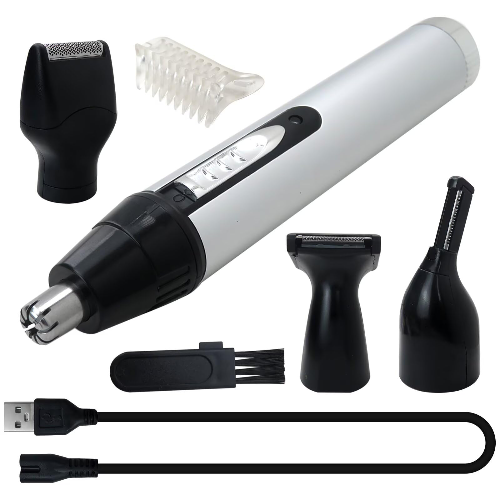 Zafina-UP Electric Shaver for Men & Women - 4-in-1 Rechargeable Beard, Nose, Ear & Eyebrow Trimmer Set, USB Charging, Quiet & Painless Hair Clipper with Spinning Blades System