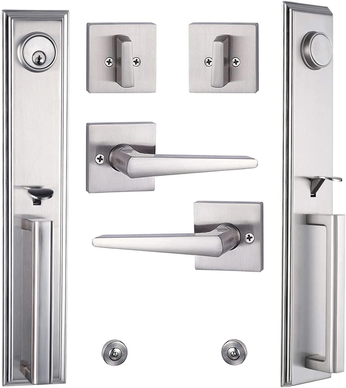 Review Product Silver Double Door Handleset Front Entry Door Lockset