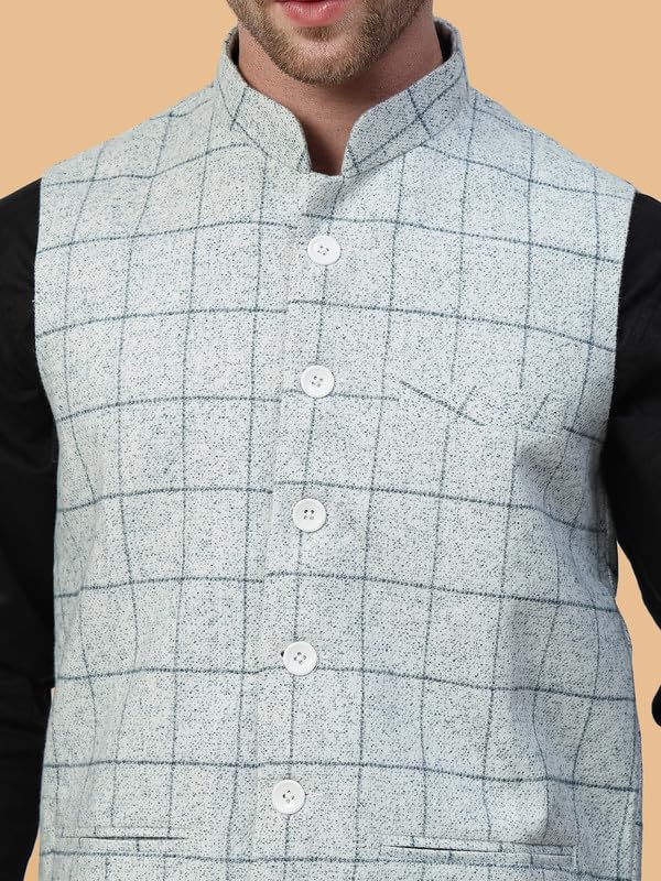 Image of VASTRAA FUSION Men's Traditional Woolen Nehru Jacket Modi Waistcoat