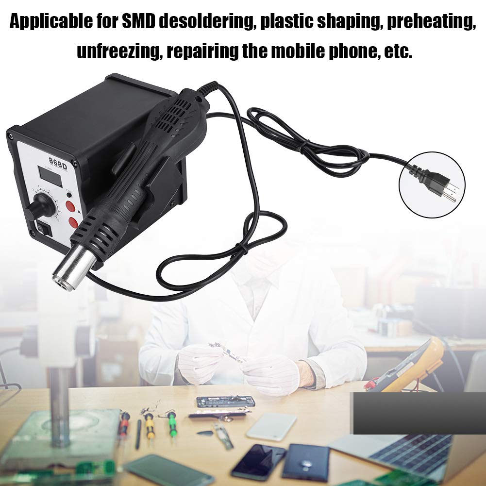 LED Hot Air Gun, 868D 700W Digital Display Anti-Static Hot Air Gun Heat Gun Rework Station with 5 Nozzles(#2)