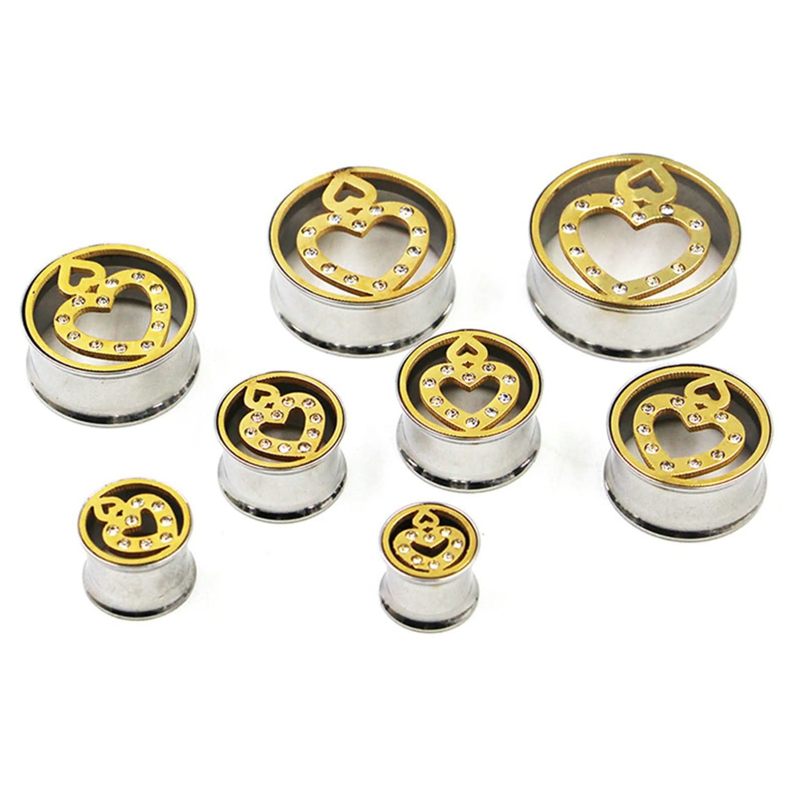 Daesar Tunnel 8-25MM, Ohr Plugs Edelstahl Herz mit Zirkonia Ohrringe Piercing Ohrr Tunnel set