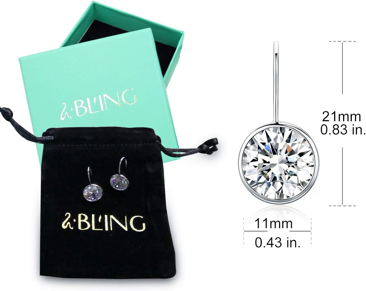Miniatura 6 de SBLING Aretes colgantes chapados en platino para mujer, hechos con cristales de Swarovski (6.5 cttw), Cristal, Circonia cúbica