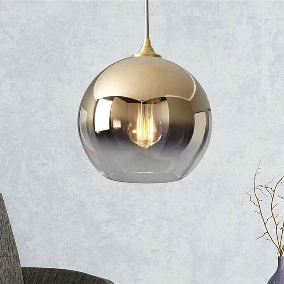 Lampes suspendues de chevet de chambre à coucher en boule de verre