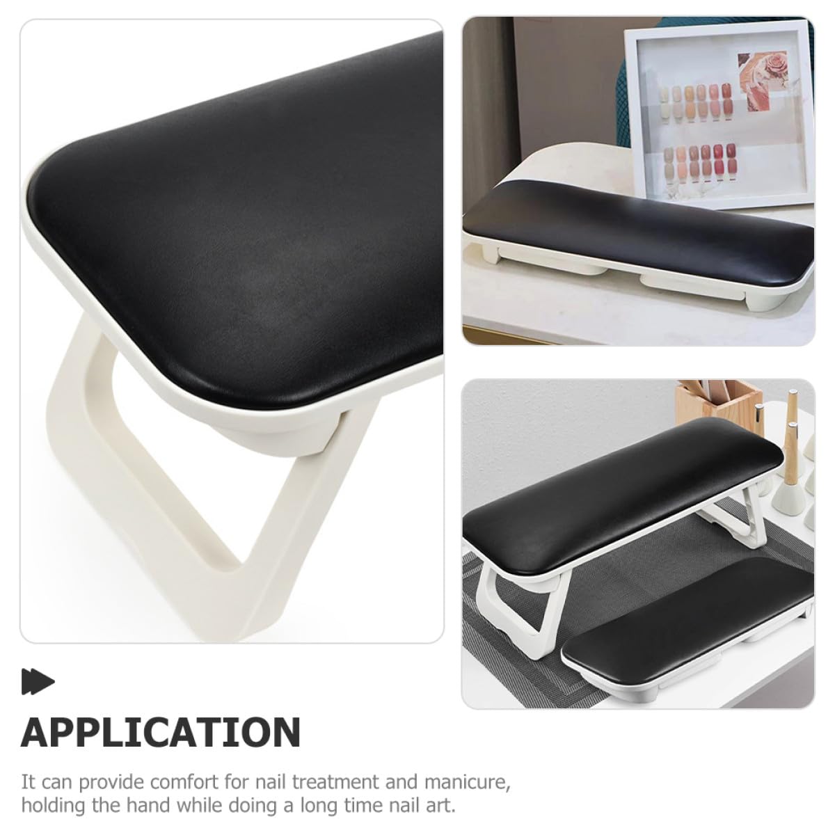 Cuscino Facile Pelle Sintetica e in Poggiamani Manicure per Nera Superficie Liscia da Pulire, Supporto Comfort per Unghie per Professionale e Domestico