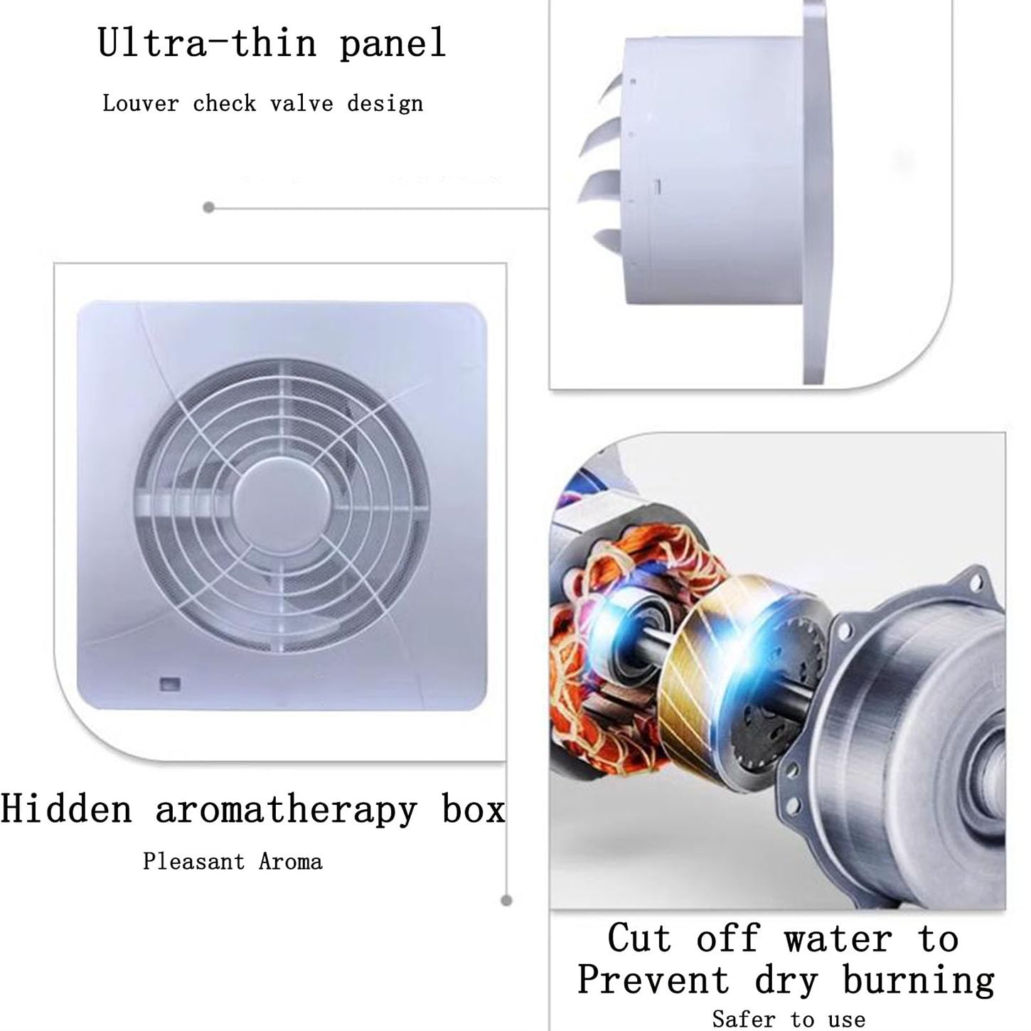 Estrattore Aria con Indicatore Luminoso,252 M³/Ora Aspiratore Bagno,Ultra Sottile Ventola Aspirazione Cucina,Design della Valvola di Ritegno A Feritoia, per Idroponica,Garage,4 Inches