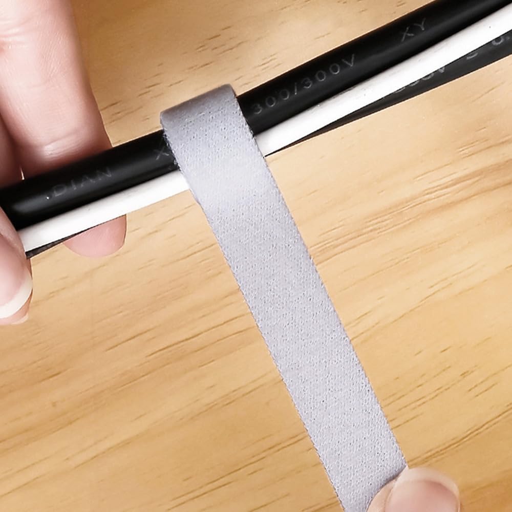 0.5 Inch X 16 Feet Reusable Cable Ties Sticky Back Fastener Roll Cord Straps Cable Management Hook Loop Tape Cord Organization Straps Multi-Purpose Wrap Roll for Home, Office, Wire Bundling