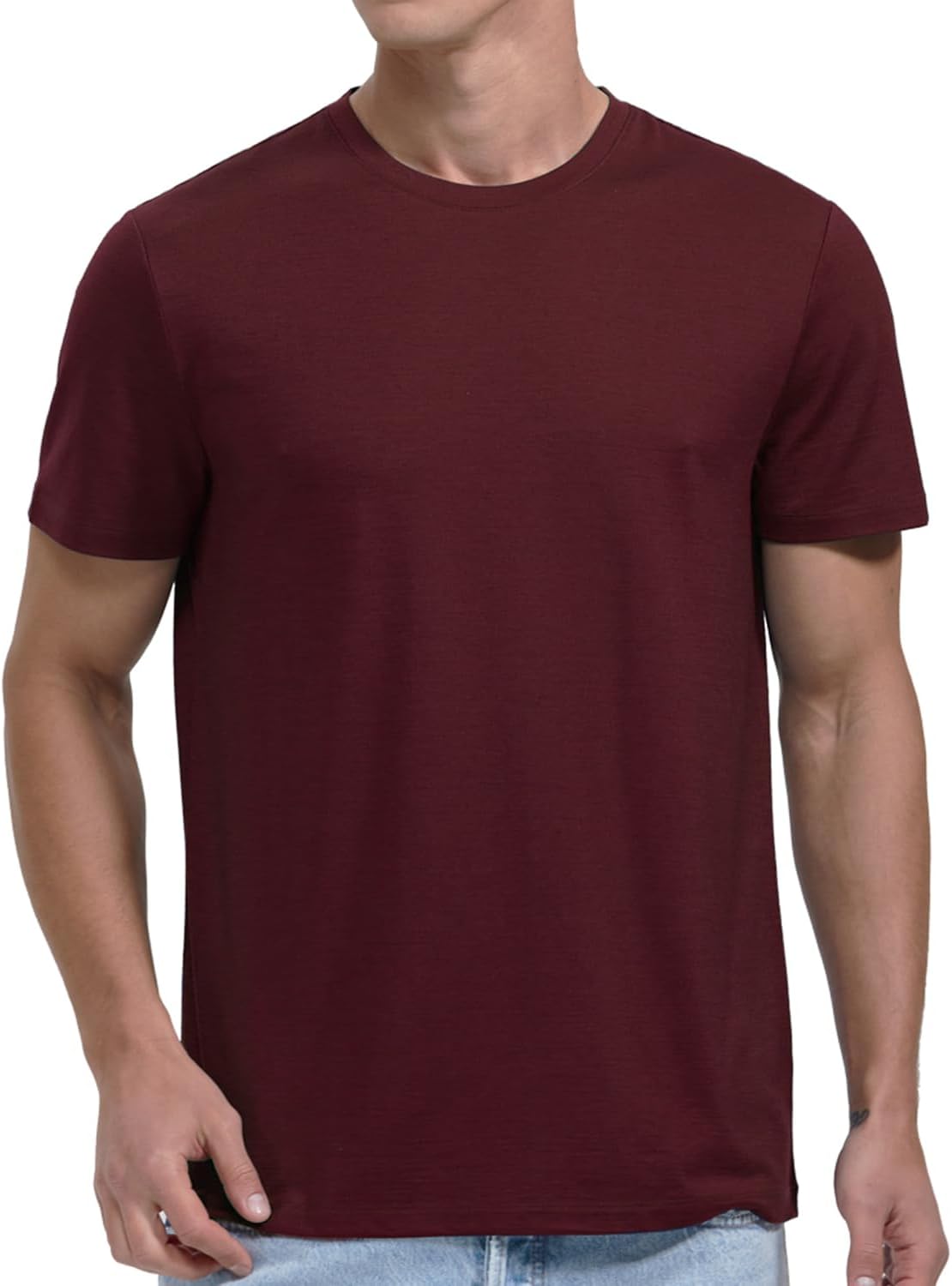 Merino Wool & Coolmax Hybrid-Tech Baselayer T-Shirt - Breathable, Quick-Dry, Odor-Resistant & Durable