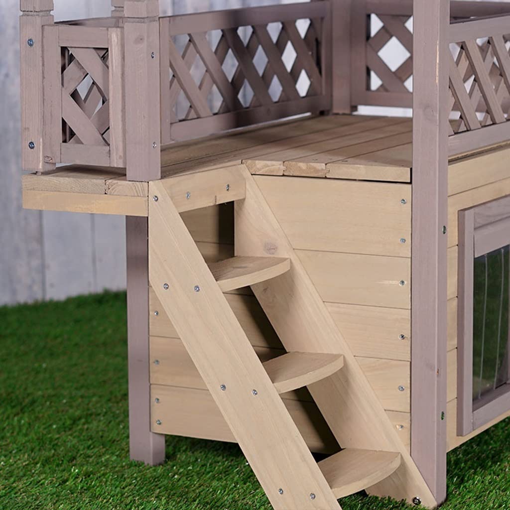 Amazon | 木製キャットハウス屋外防水ペットハウス2階建てキャット