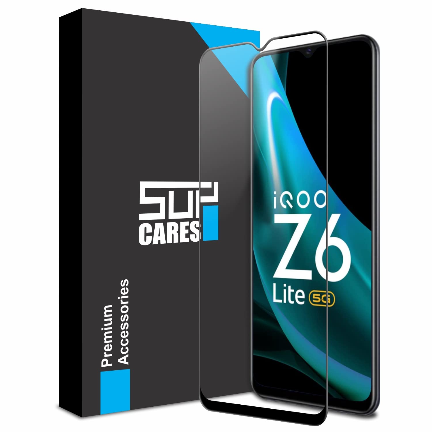 SupCares Military-Grade Gorilla Tempered Glass Screen Protector For Iqoo Z6 Lite, Iqoo Z3 And Iqoo Z6 (6.58 Inch) With Installation Kit | Edge-To-Edge Protector Coverage | Black