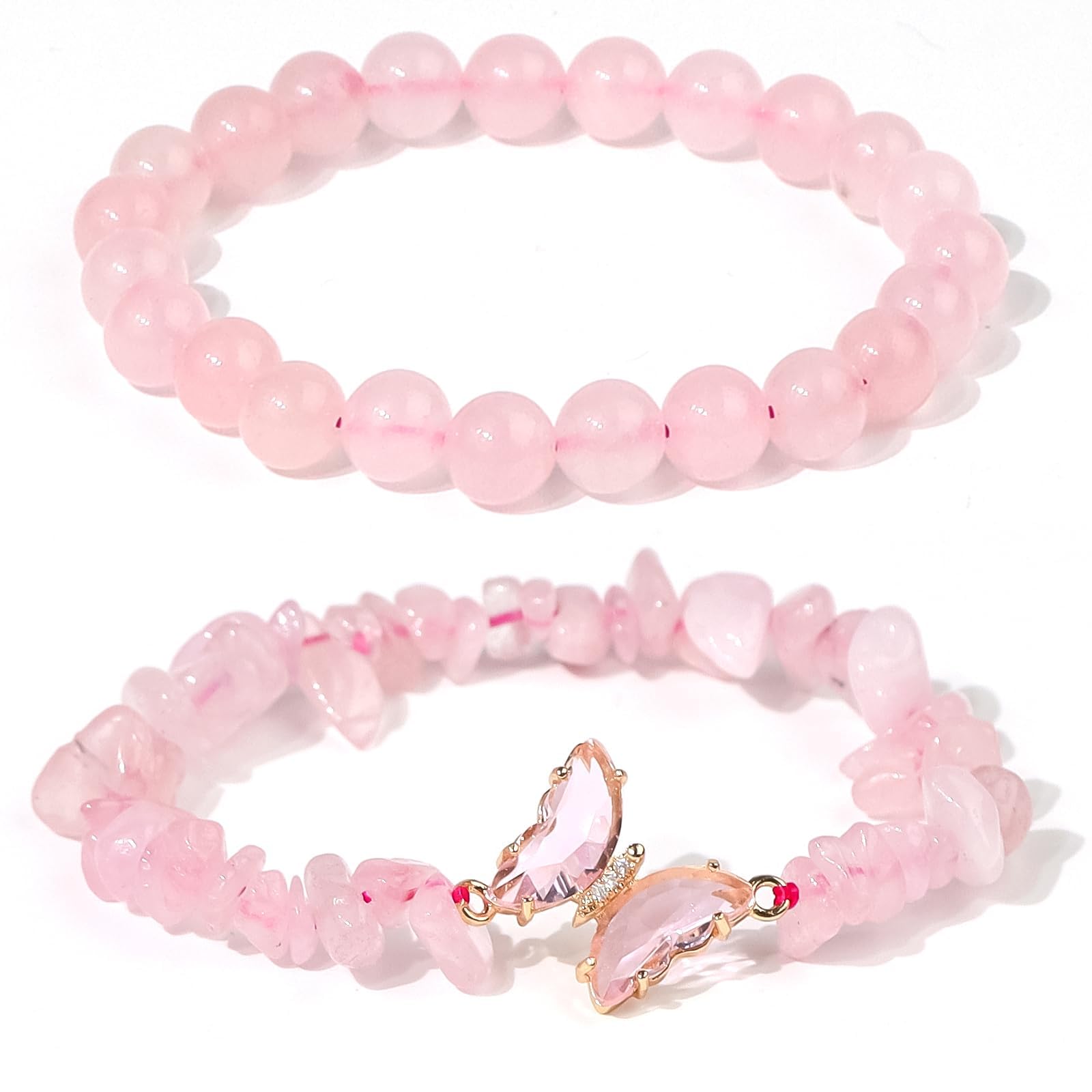 YIWONFU 2 Stück Edelstein Armband, Elastische Yoga-Energie H