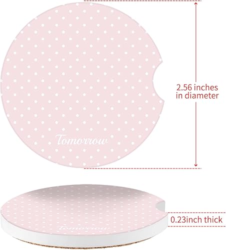 Miniatura 6 de Watbro Paquete de 2 posavasos de automóvil con diseño de lunares para automóvil, 2.56 pulgadas, muesca de dedo retro de los años 70, cerámica