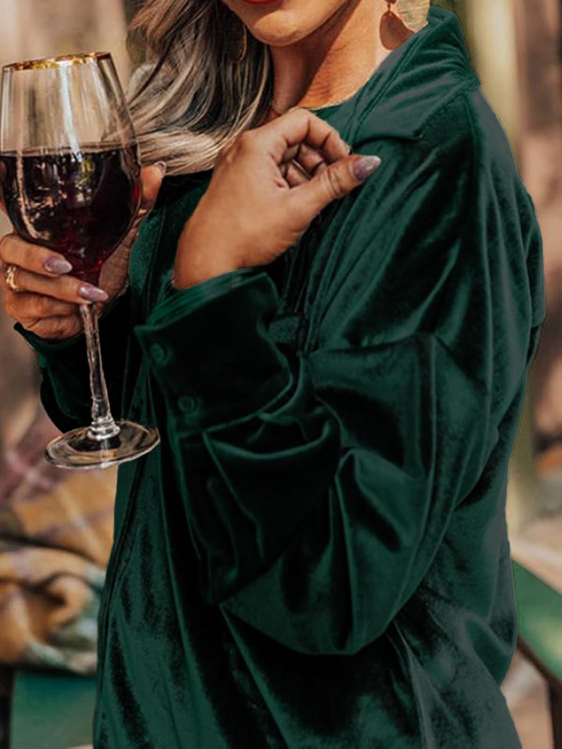 Kedera Womens Velvet Long Sleeve Button Down Shirt Jacket Retro Blouse Lapel Tunic Tops - Image 5