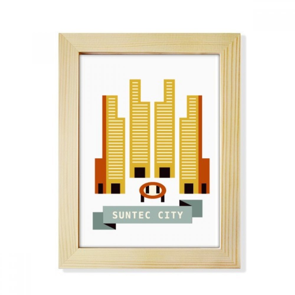 Pintura de Singapur Suntec City de 6x8 pulgadas en marco de madera