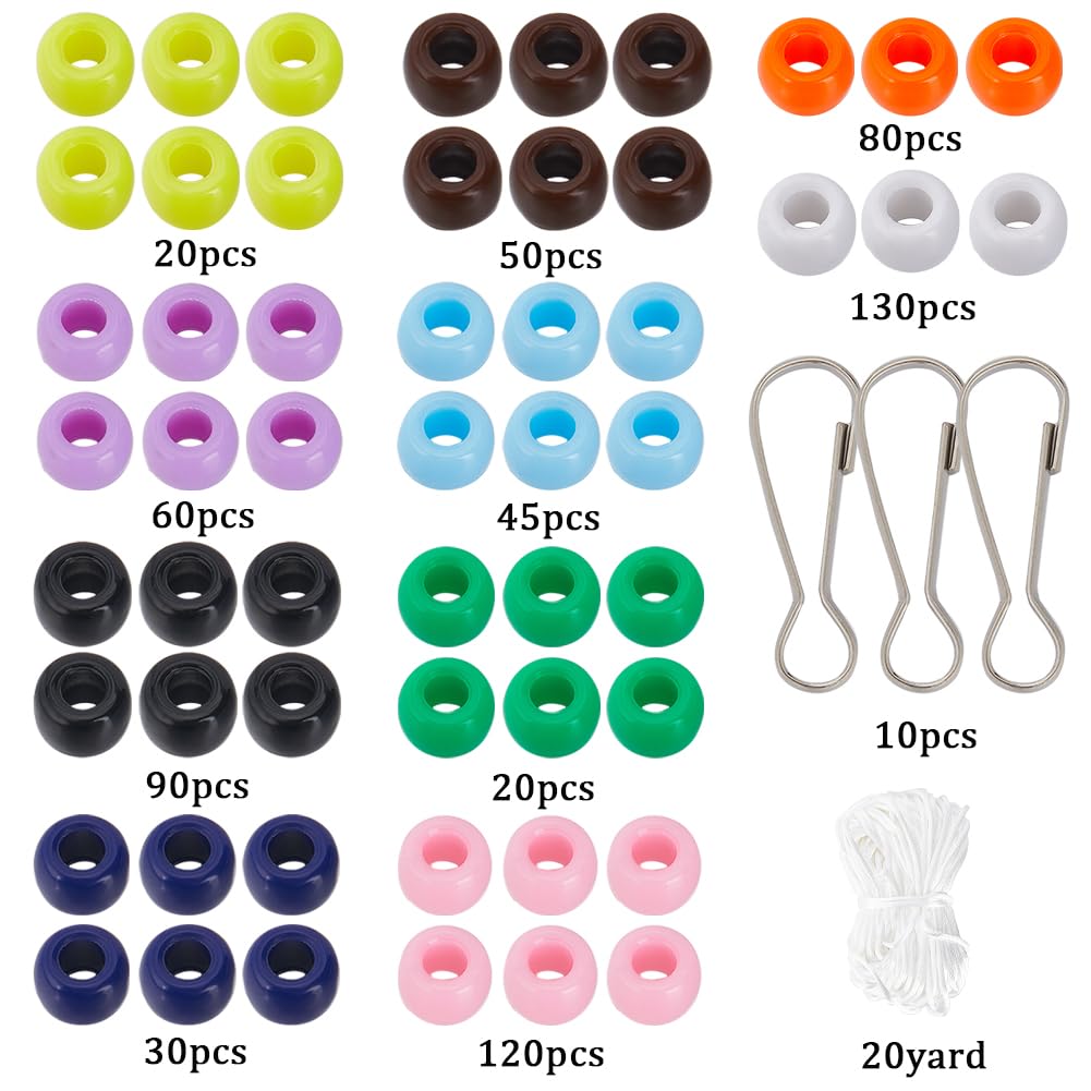 Set di 600 Perline Pony - 6x9mm Colori Assortiti, Finitura