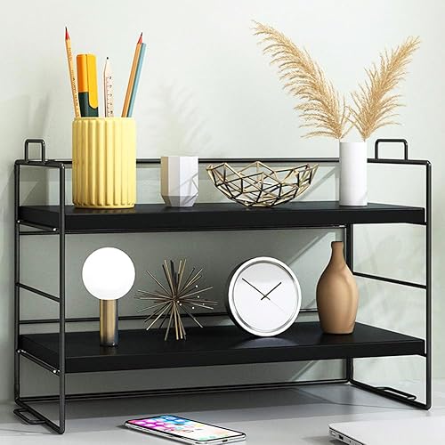 SIDIANBAN Organizador de escritorio Estante de almacenamiento de oficina Estante de exhibición ajustable para suministros de oficina (negro)