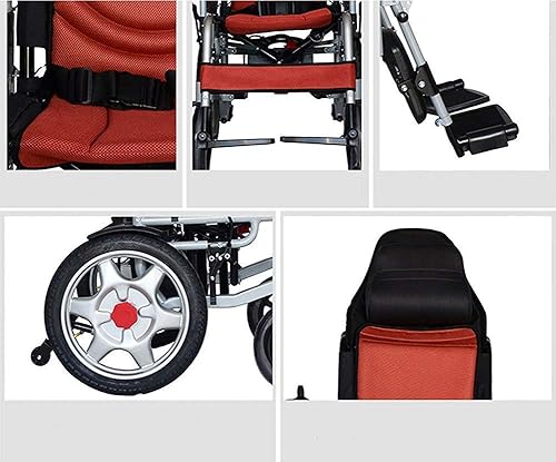 Miniatura 4 de NEOCHY Silla de ruedas portátil de moda, sillas de ruedas eléctricas plegables traseras de freno automático, silla de ruedas Simplicity con respaldo