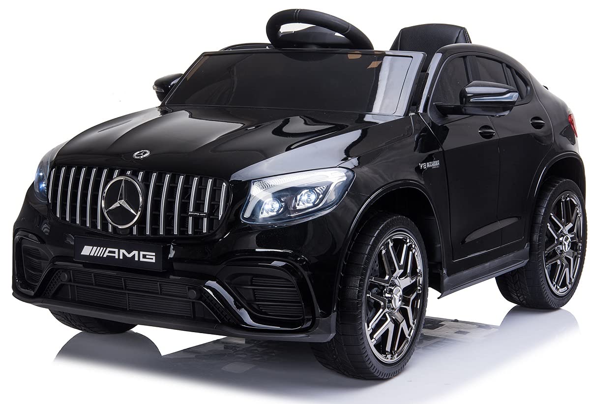 Playhouse Kinder Elektroauto Mercedes GLC 63 4x4, 12v-9ah 4X 12V Motoren, Lackiert, Eva Räder, Lederpolsterung, Kinderauto Kinderfahrzeug (1. Schwarz lackiert)