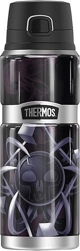 Magic The Gathering Black Mana Stylized THERMOS - Botella de bebida de acero inoxidable con aislamiento al vacío y doble pared, 24 onzas