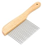 Ryan's Pet Supplies Paw Brothers Poodle Comb Brush for Dogs, Professional Grade, Wooden Ergonomic Handle, Stainless Steel Teeth, Dematting Comb for Dogs, Extra Long Teeth